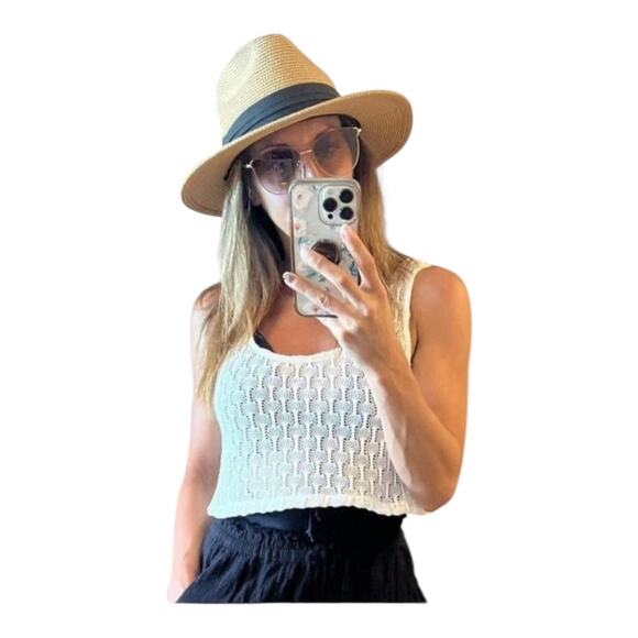 WILD FABLE XXS Openwork Tank Top sleeveless cropped ivory lace beach coverup - Picture 4 of 5